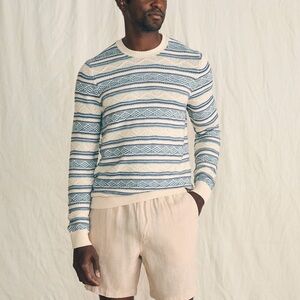 Faherty cream and blue striped crewneck  sweater nwot